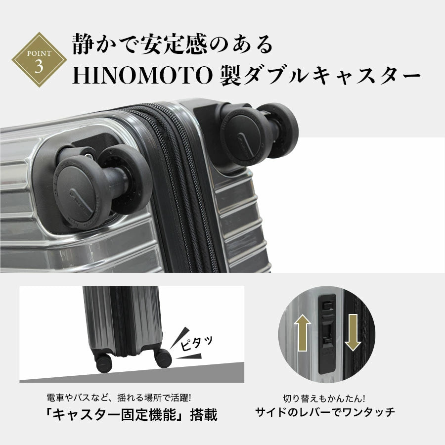 Ginza Karen 2-Way Open-Type Suitcase with Stopper, Small (20 inches), Carry-On Size, Expandable